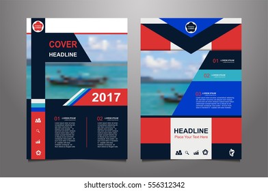 Blue and red Vector annual report Leaflet Brochure Flyer template design, book cover layout design, Abstract  blue and red presentation book cover or website templates
