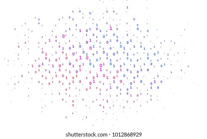 Blue, Red vector template with isolated numerals. Modern geometrical illustration with numerals. Best design for your ad, poster, banner of math college.
