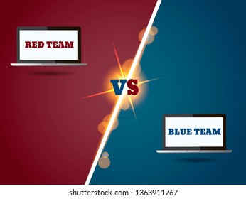 Blue red versus logo vs letters for sports and fight competition battle vs match game concept eps 10 Vector