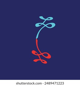 blue and red vines in front of the background