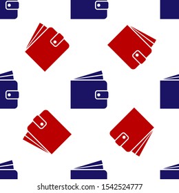 Blue and red Wallet icon isolated seamless pattern on white background.  Vector Illustration