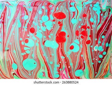 blue and red water bubbles artwork ebru texture, exotic abstract background 