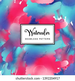 Blue and red watercolor background, vector seamless pattern tile