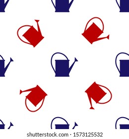 Blue and red Watering can icon isolated seamless pattern on white background. Irrigation symbol.  Vector Illustration