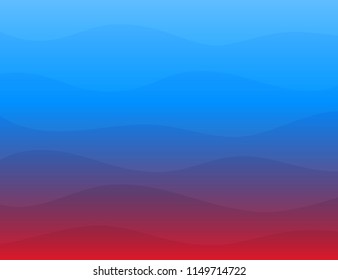 Blue and red wave gradient abstract backgorund in flat vector design style