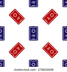 Blue and red Weather forecast icon isolated seamless pattern on white background. Vector Illustration