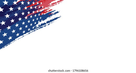 Blue red white abstract flag presentation background with painted brushstrokes and stars. Simple blue white abstract background geometry shine and layer element vector for presentation design