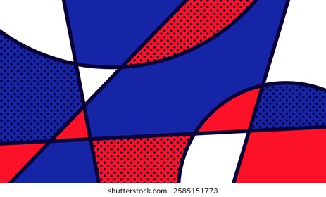 Blue, red, white abstract Pop Art Geometric Pattern