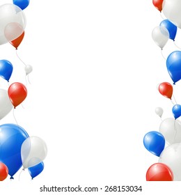 Blue, Red And White Balloons On White Background.