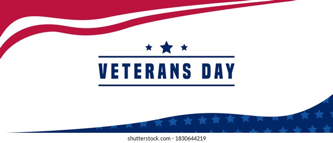 Blue Red and White Color Veterans Day Banner Template