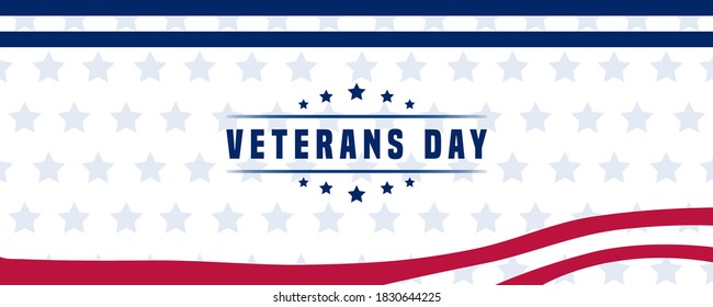 Blue Red and White Color Veterans Day Banner Template