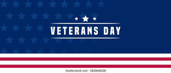 Blue Red and White Color Veterans Day Banner Template