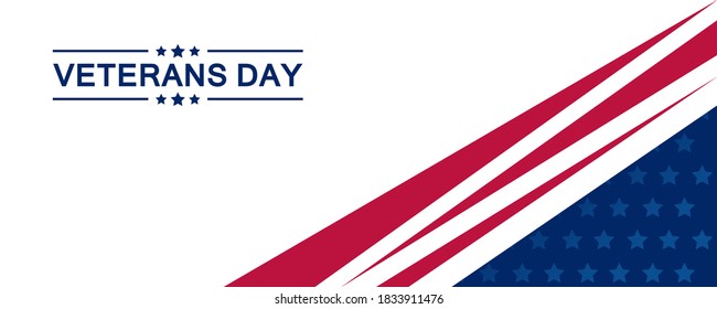 Blue Red and White Color Veterans Day Banner Template