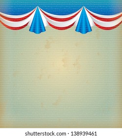 blue red and white curtain over vintage background