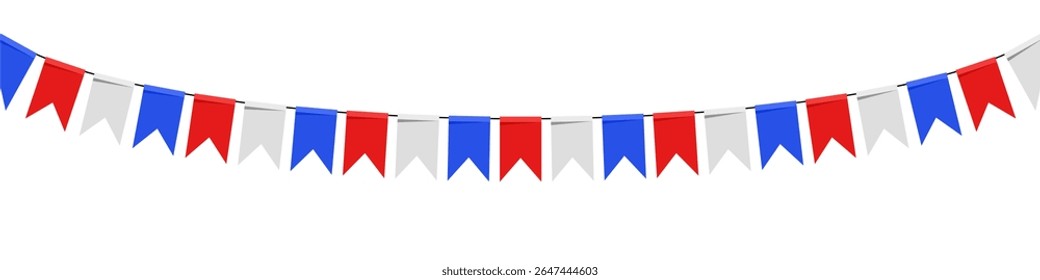Blue red and white festival flag vector, representing celebration, patriotism, and festive events. Ideal for national holidays, sporting events, parties, and joyful gatherings.