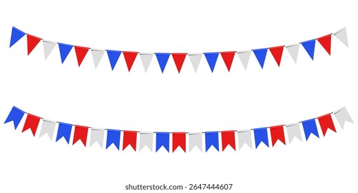 Blue red and white festival flag vector, representing celebration, patriotism, and festive events. Ideal for national holidays, sporting events, parties, and joyful gatherings.