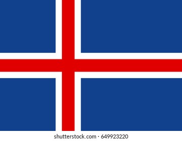Blue, red and white flag of Iceland with scandinavian cross