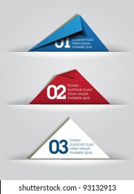 blue red white folded paper vector / card design / web design /