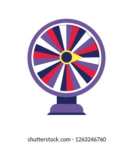 Blue, red and white fortune wheel illustration. Game, gambling, luck. Casino concept. Vector illustration can be used for topics like casino, circus, entertainment