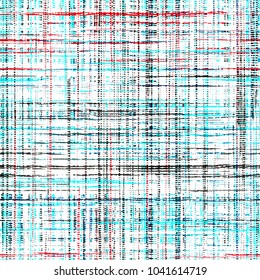 Blue, red, white seamless texture from vertical and horizontal lines and decorative dotted structure. Abstract vector background for web page, banners backdrop, fabric, home decor, wrapping