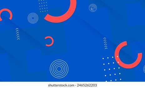 Fondo de ilustración abstracto de Vector rojo y blanco azul con Formas geométricas inspiradas en el estilo de memphis