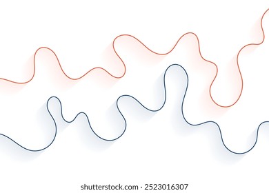 blue and red wiggly curvy line pattern on white background vector