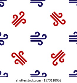 Blue and red Wind icon isolated seamless pattern on white background. Windy weather.  Vector Illustration