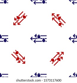 Blue and red Wind and rain icon isolated seamless pattern on white background. Windy weather.  Vector Illustration