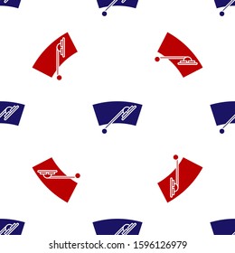 Blue and red Windscreen wiper icon isolated seamless pattern on white background.  Vector Illustration
