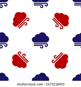 Blue and red Windy weather icon isolated seamless pattern on white background. Cloud and wind.  Vector Illustration