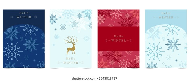 blue red winter banner background with snowflake for a4 vertical design