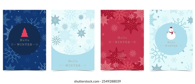 Fondo rojo azul del Anuncio del invierno con el copo de nieve para el diseño Horizontal