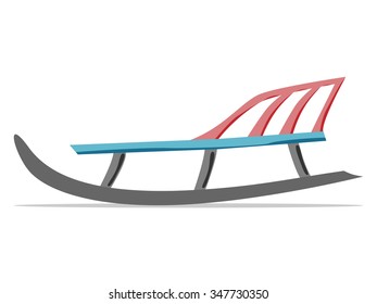 Blue and red winter sled isolated on white with drop shadow. EPS 8 vector illustration, no transparency