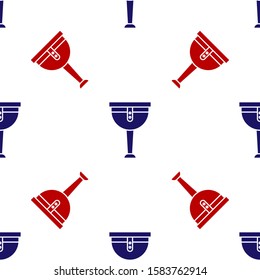 Blue and red Wooden pirate leg icon isolated seamless pattern on white background.  Vector Illustration