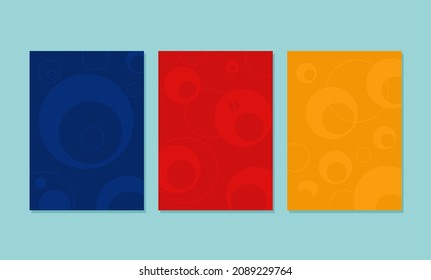 Blue, red and yellow abstract background with circular geometric object for social media post template. Vector design.