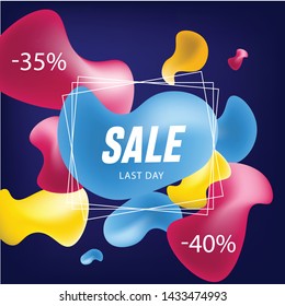 Blue red yellow abstract balloon elements. 35% - 40% Sale banner template design. Big sale special offer. Bubles Special offer vector illustration can be use banner, poster, flyer, brochure, sticker.