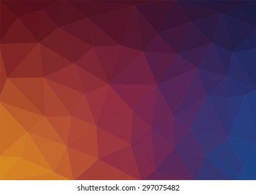Blue red yellow abstract geometric rumpled triangular low poly style vector illustration graphic background