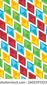 Blue, red and yellow diamond. diamond pattern. diamond pattern background. diamond background. Seamless pattern. for backdrop, decoration, Gift wrapping