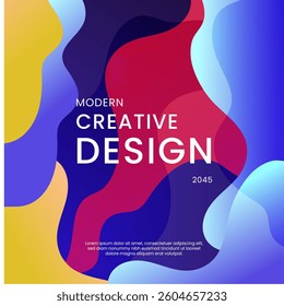Blue Red and Yellow Gradient Geometric Shapes Background. Ideal for Post, Background, Banner, Ad, Promo, Invitation, Etc