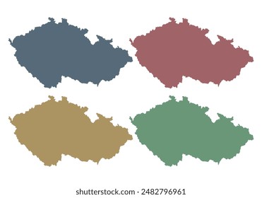 Blue, red, yellow and green map of Czech Republic