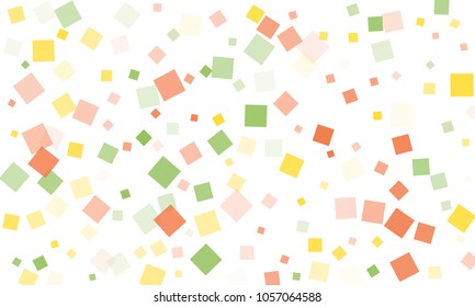 Blue, Red, Yellow and Pink Confetti in the Form of Rectangles on White Background