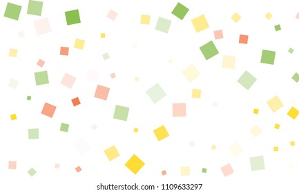 Blue, Red, Yellow and Pink Confetti in the Form of Rectangles on White Background