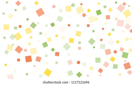Blue, Red, Yellow and Pink Confetti in the Form of Rectangles on White Background