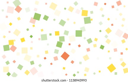 Blue, Red, Yellow and Pink Confetti in the Form of Rectangles on White Background