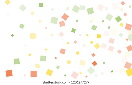 Blue, Red, Yellow and Pink Confetti in the Form of Rectangles on White Background