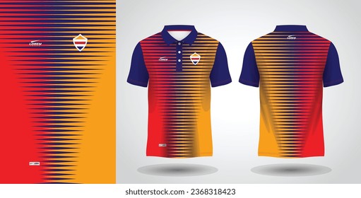 blue red and yellow polo sport shirt sublimation jersey template
