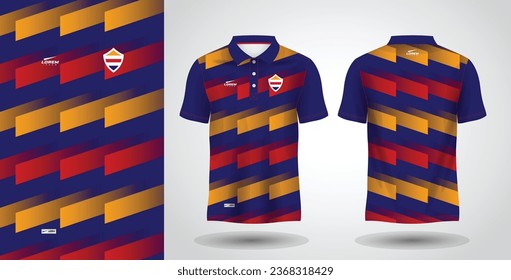 blue red and yellow polo sport shirt sublimation jersey template