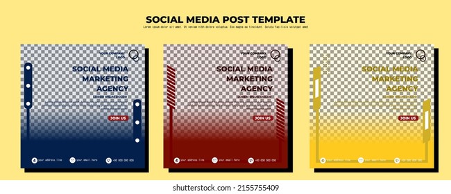 Blue Red and Yellow Vector Social Media Post Template, vector art illustration and text, Simple Design