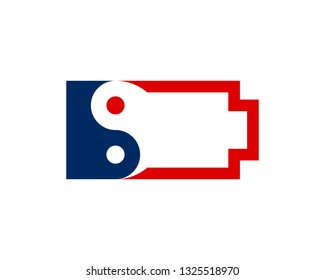 blue and red yin yang battery recharge logo design