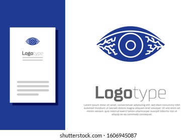 Blue Reddish eye due to viral, bacterial or allergic conjunctivitis icon isolated on white background. Logo design template element. Vector Illustration